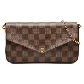 Borsa a tracolla Pochette Felicie in Damier Ebene marrone Louis Vuitton