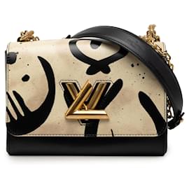 Borsa a tracolla Twist MM in pelle di vitello stampata marrone Louis Vuitton
