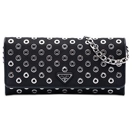 Borsa a tracolla con catena e occhielli in Tessuto nero Prada