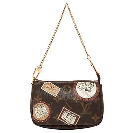 Borsa Louis Vuitton Monogram Trunks and Bags Patch Mini Pochette Accessoires marrone