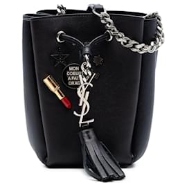 Borsa bucket Bourse in pelle nera con monogramma decorato Saint Laurent