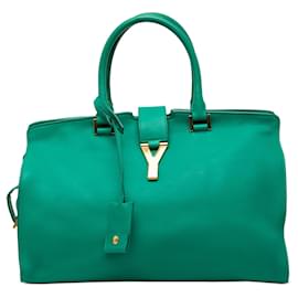 Borsa cabas Chyc in pelle di vitello Medium verde Saint Laurent