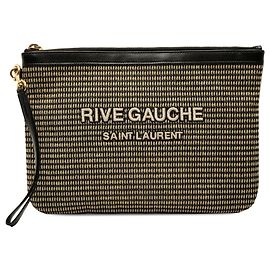 Clutch de rafia Rive Gauche beige Saint Laurent