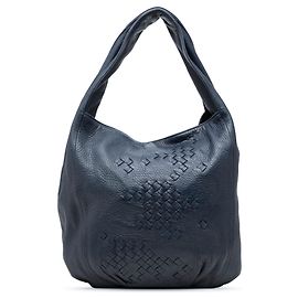 Borsa a tracolla hobo in pelle di cervo cervo con rifiniture Intrecciato blu Bottega Veneta