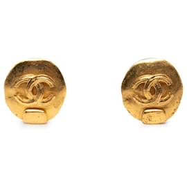 Orecchini a clip rotondi Chanel CC placcati oro