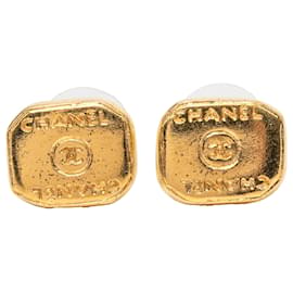 Chanel CC Gold Plated Push Back Ohrringe