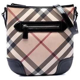 Burberry Dryden Crossbody-Tasche aus beschichtetem Canvas mit Supernova Check in Beige