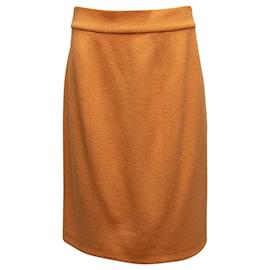 Vintage Orange Chanel Boutique Tweed Bleistiftrock Größe FR 42