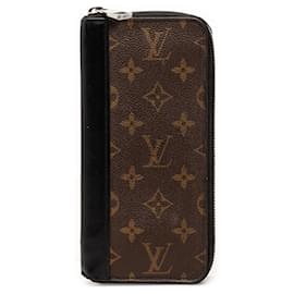 Cartera larga vertical zippy Louis Vuitton Monogram Macassar marrón