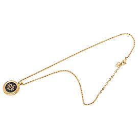 Collana con pendente rotondo con logo in smalto placcato oro Dior Gold
