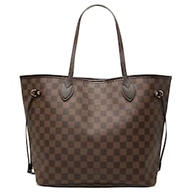 Borsa Tote Neverfull MM in Damier Ebene marrone Louis Vuitton