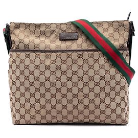 Borsa a tracolla Gucci GG Canvas Web beige