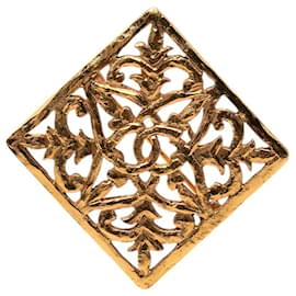 Broche de Filigrana de Diamantes con Baño de Oro Gold Chanel CC