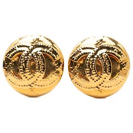 Orecchini a clip rotondi Chanel CC placcati oro