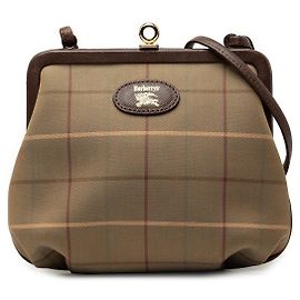 Borsa a tracolla Kiss Lock in tela Burberry Vintage Check marrone