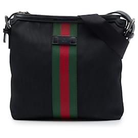 Borsa a tracolla Gucci GG Techno Canvas Web nera