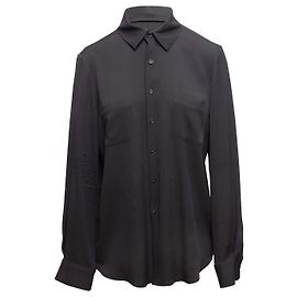 Top de botones de manga larga negro The Row Talla US M