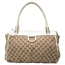 Abbey GG Canvas D Ring Tote in Beige Gucci