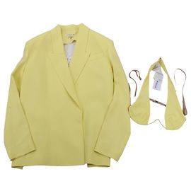 Autre Marque Gelber Alessandro Vigilante Blazer mit passendem Bra Top, Größe 44/40 IT