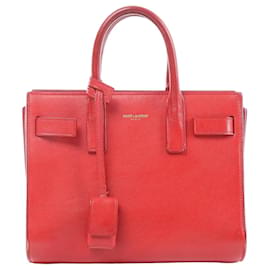 Saint Laurent Paris Sac de Jour Nano Lederhandtasche in Rot