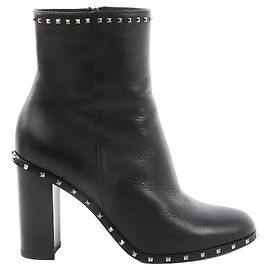 Botines de piel Rockstuds Valentino Garavani en negro, Talla 37.5 EU