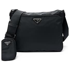 Borsa a tracolla Prada in pelle e Re-Nylon con logo triangolare