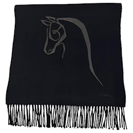 Stola HERMES Cheval au Tre in cashmere e pelle - Hermès