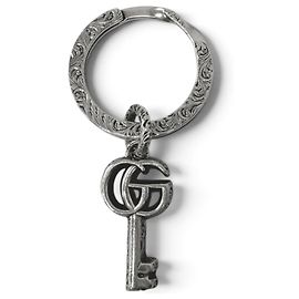 GUCCI 627765 AG925 Arabesque Double G Key Motif Bag Charm Keychain