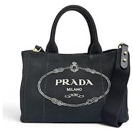 Prada 1BG439 2-Way Schultertasche aus Canapa Canvas und Leder mit Dreiecks-Logo