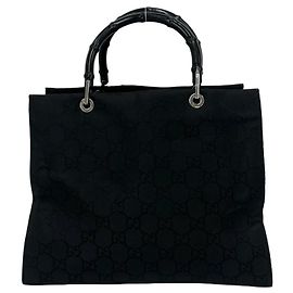 Gucci Bamboo Line GG Logo Pattern Canvas Handbag