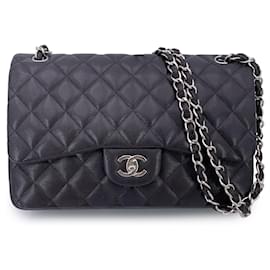 Chanel Borsa a Tracolla Jumbo Timeless Classic Marrone Scuro 30 cm