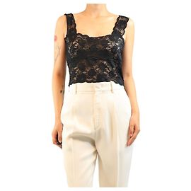 Maison Martin Margiela Top de tirantes de encaje negro - size UK 10