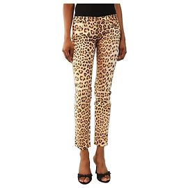 Roberto Cavalli Pantaloni leopardati decorati marroni - size S