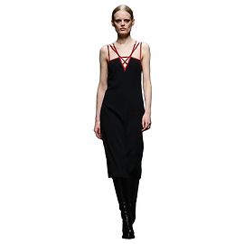 Seidenkleid mit Lederträgern Prada Herbst 2014