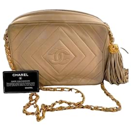 Borsa a tracolla Chanel in pelle trapuntata beige