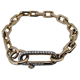 Autre Marque Bracciale a catena in oro 18 carati con chiusura allungata in diamante