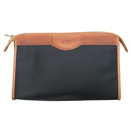 Pochette Christian Dior Vintage in tela nera e pelle