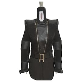 Mangano Hegel Lederjacke Schwarz mit Spitzendetails