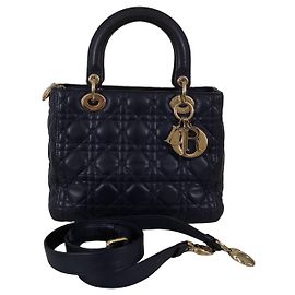 Borsa Christian Dior Lady Dior Medium in pelle blu scuro