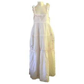 Diesel Black Gold Vestido maxi de algodón broderie anglaise blanco