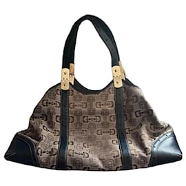 Gucci Horsebit Hobo Bag Canvas Leder