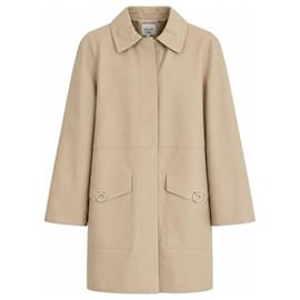 Hermès Cappotto in Pelle di Capra Beige Dettaglio Anello