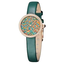 Autre Marque Lola Rose London Uhr mit Opal-Zifferblatt und grünem Lederarmband