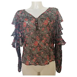 Veronica Beard Blusa de seda con hombros descubiertos y estampado floral