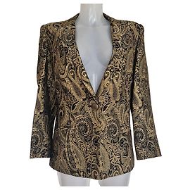 Oscar de la Renta Paisley-Brokat Blazer Schwarz-Gold