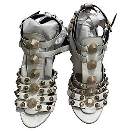Balenciaga Sandali Zeppa Pelle Bianca