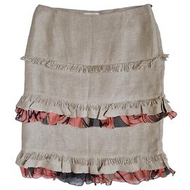 Valentino Falda de Volantes y Capas Estampado Floral