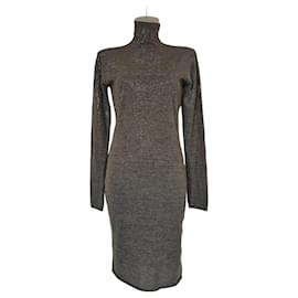 Pierre Balmain graues Strickkleid mit Rollkragen und Pailletten