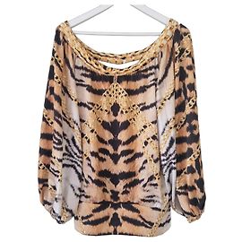 Blusa Just Cavalli de seda estampado tigre y cadena