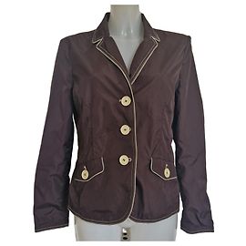 Giacca Moncler Donna Marrone con Piping Crema